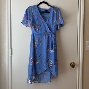 Light blue, floral flowy dress